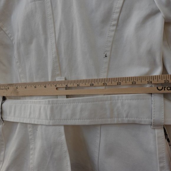 MARC JACOBS White Cropped Jean Jacket Womens Small Denim Puffed Belted Utility - Picture 4 of 14